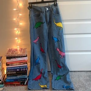 rainbow dinosaur jeans